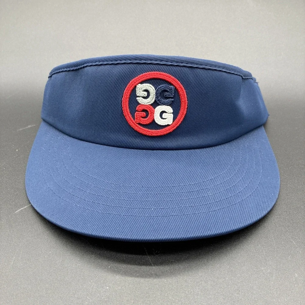 G/FORE Golf Visor Navy Blue Circle G's Logo Red White Adjustable Hat Performance
